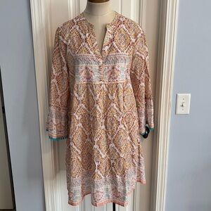Lola Australia Large Shift Tunic Mini Dress ~ Boho Aztec Peasant Beach